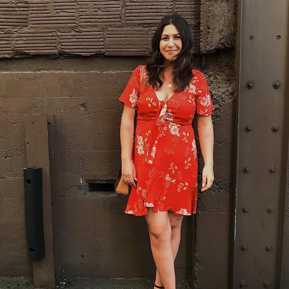 BB Dakota Vibrant Red Floral Dress